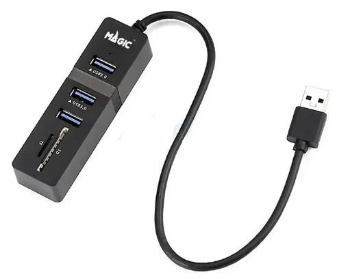 v2.0 3 Port USB HUB v2.0 + Card Reader MAGICTECH (MT-18) Black — product image 1