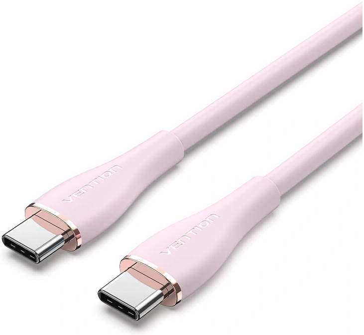 vention 1M Cable Type-C TO Type-C VENTION (100W,Silicone Type) Pink — product image 1