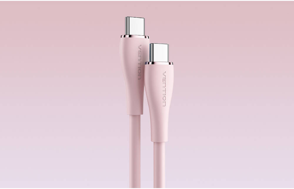 1M Cable Type-C TO Type-C VENTION (100W,Silicone Type) Pink thumbnail 3