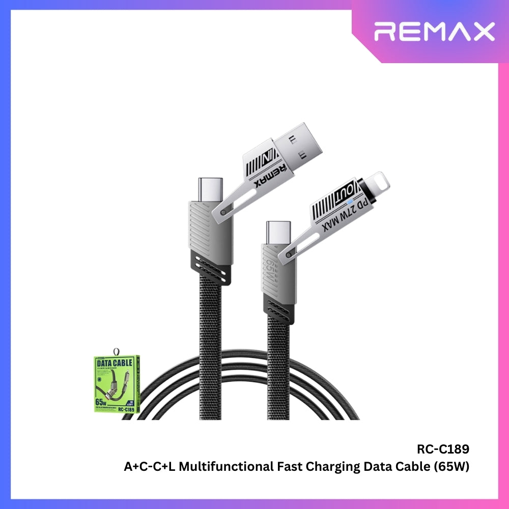 1M Cable Charger 2in2 REMAX (65W,RC-C189) Black thumbnail 2