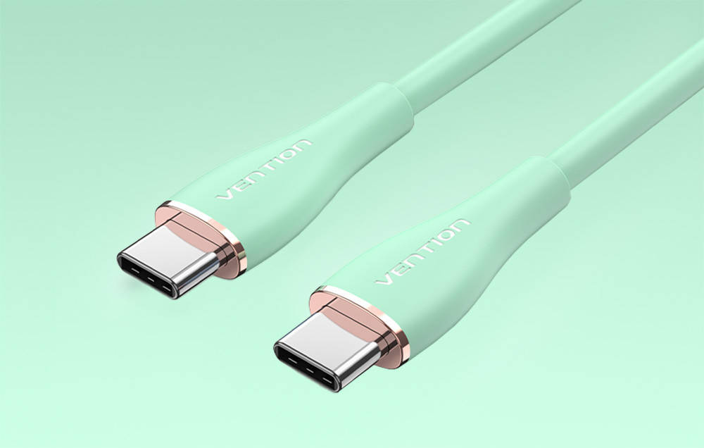 1M Cable Type-C TO Type-C VENTION (100W,Silicone Type) Light Green thumbnail 3