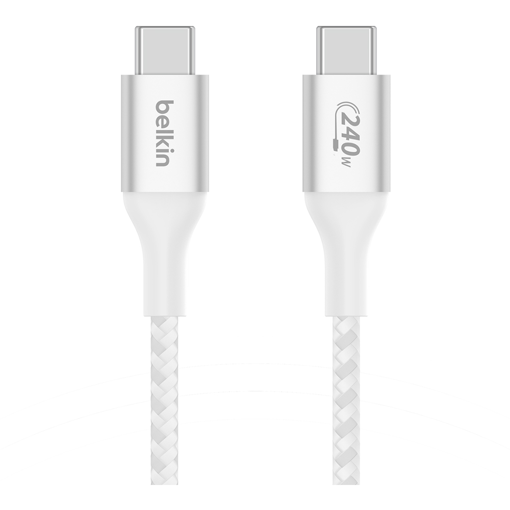 belkin 1M Cable Type-C TO Type-C BELKIN (240W,BRAIDED,CAB015BT1MWH) White — product image 1
