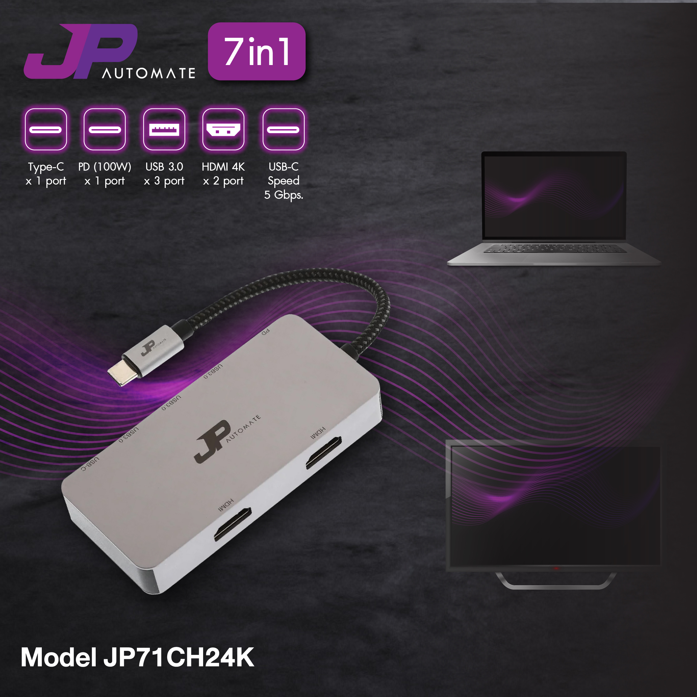 Converter Type-C 7 in1 JP (JP71CH24K) thumbnail 2