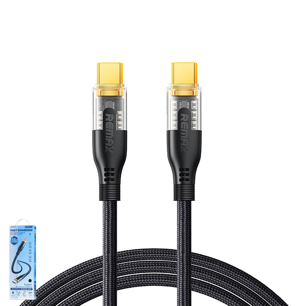 remax 1.2M Cable Type-C TO Type-C REMAX (60W,RC-C170) Black — product image 1