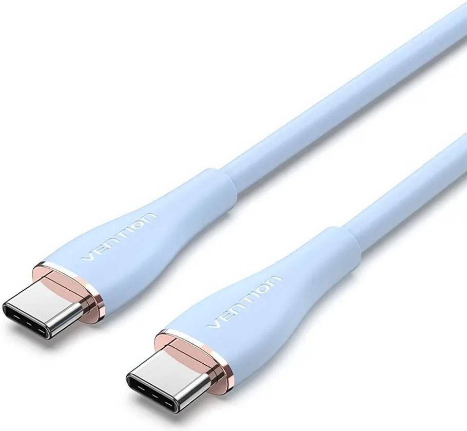 vention 1M Cable Type-C TO Type-C VENTION (100W,Silicone Type) Light Blue — product image 1