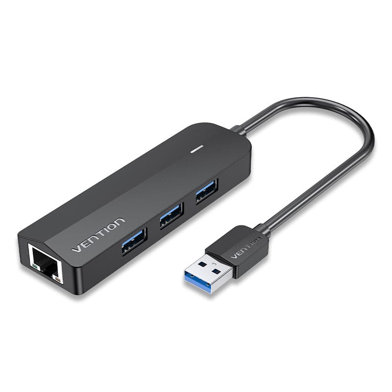 vention 3 Port USB HUB v3.0 + LAN VENTION CHNBB (Black) — product image 1