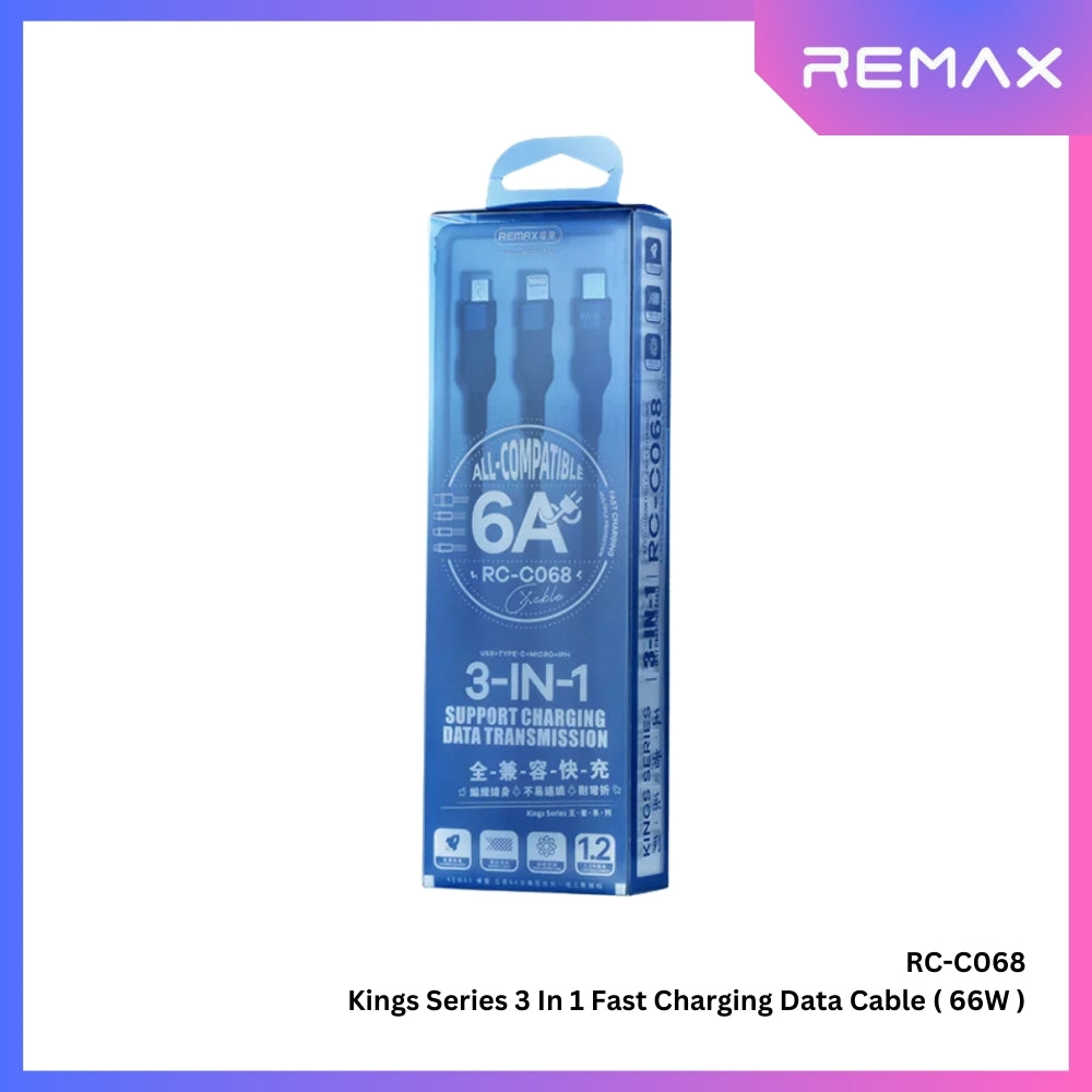 1M Cable Charger 3in1 REMAX (RC-C068) Blue thumbnail 3