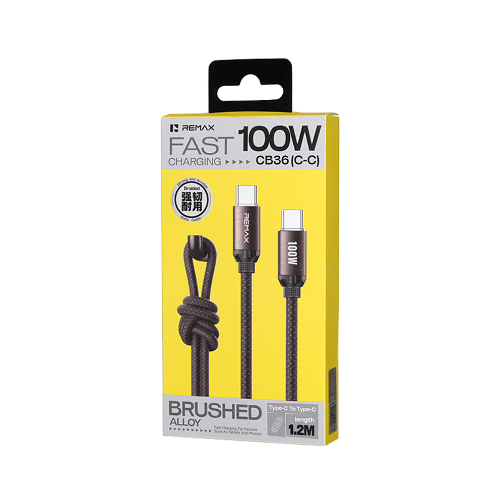 1.2M Cable Type-C TO Type-C REMAX (100W,CB36) Brown thumbnail 2
