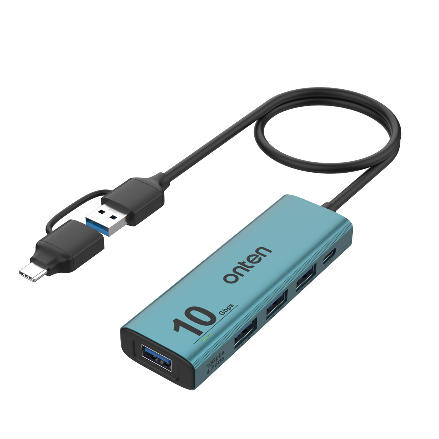 v3.2 4 Port USB HUB v3.2 ONTEN (OTN-UCA611) Type-C Dark Green — product image 1