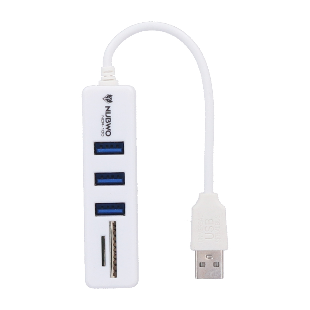 nubwo 3 Port USB HUB v2.0 + Card Reader NUBWO (NCR-100) White — product image 1