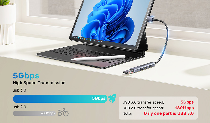 4 Port USB HUB v3.0 UNITEK (H1208A) Grey thumbnail 3
