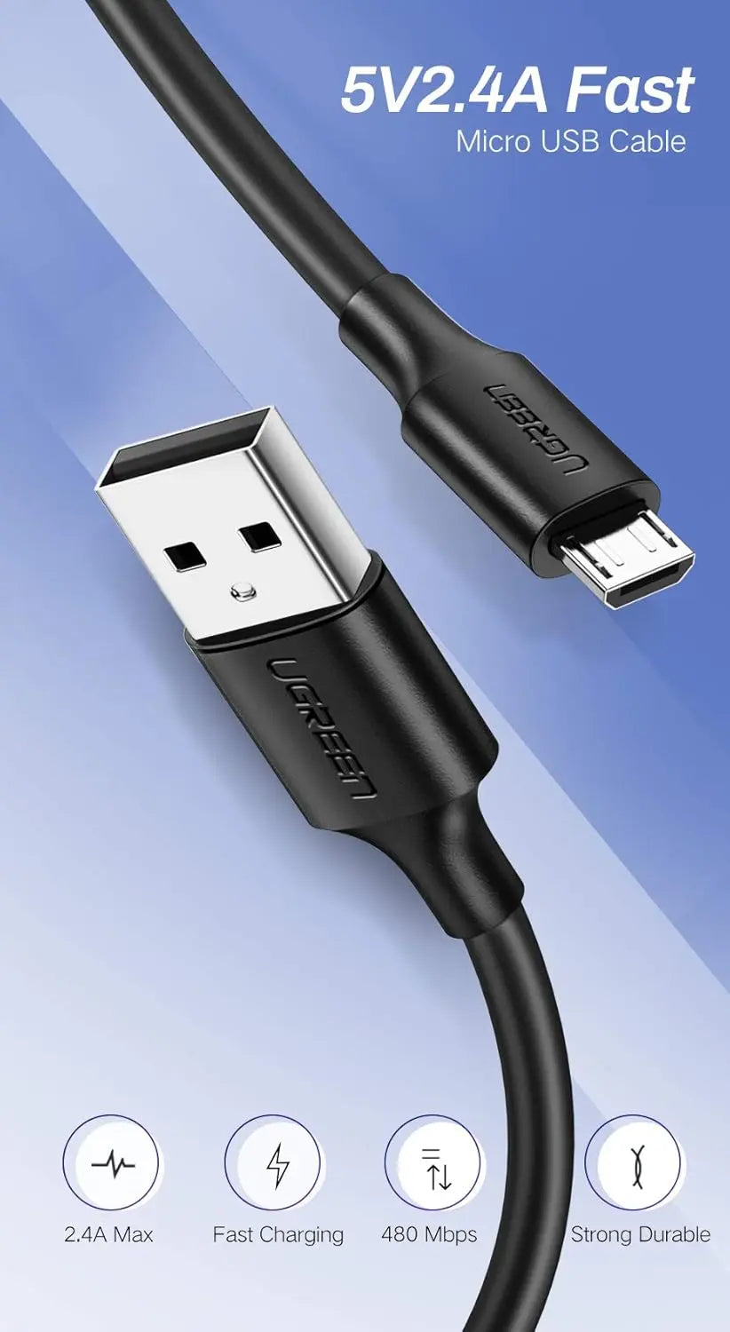 2M Cable Charger USB TO Micro USB UGREEN (ABS-60138) Black thumbnail 2