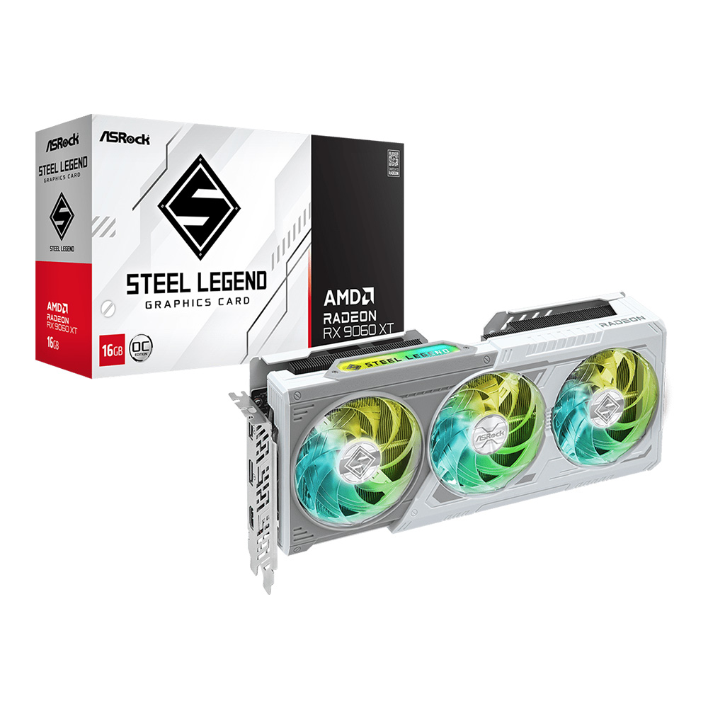 asrock VGA ASROCK RADEON RX 9060XT STEEL LEGEND OC - 16GB GDDR6 — product image 1