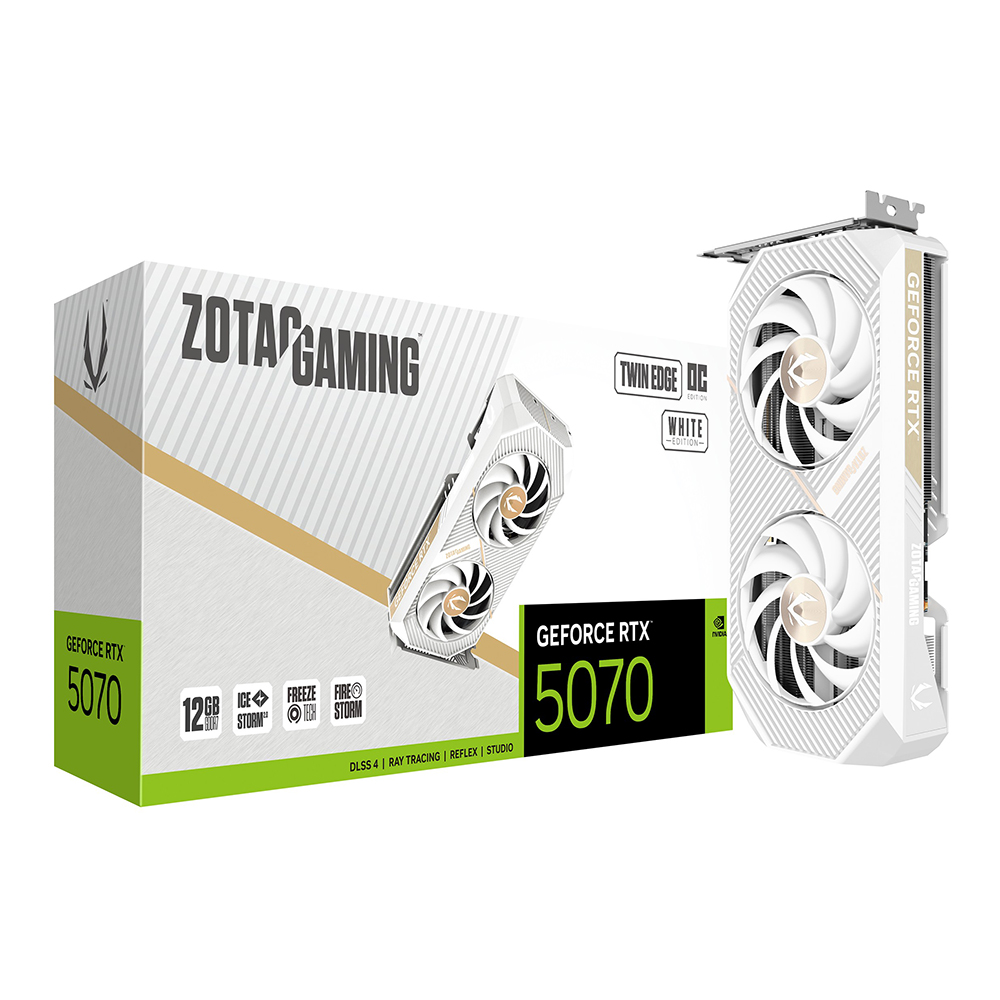 zotac VGA ZOTAC GEFORCE RTX 5070 GAMING TWIN EDGE WHITE OC - 12GB GDDR7 — product image 1