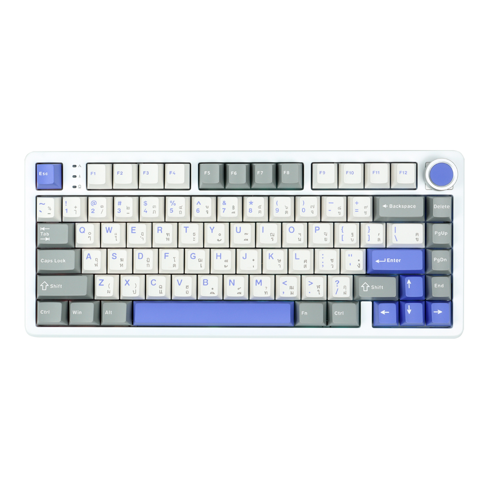 aula KEYBOARD WIRELESS BLUETOOTH AULA FIRE75 GRAY WHITE BLUE (TTC CARAMEL SWITCH คีย์บอร์ด) — product image 1
