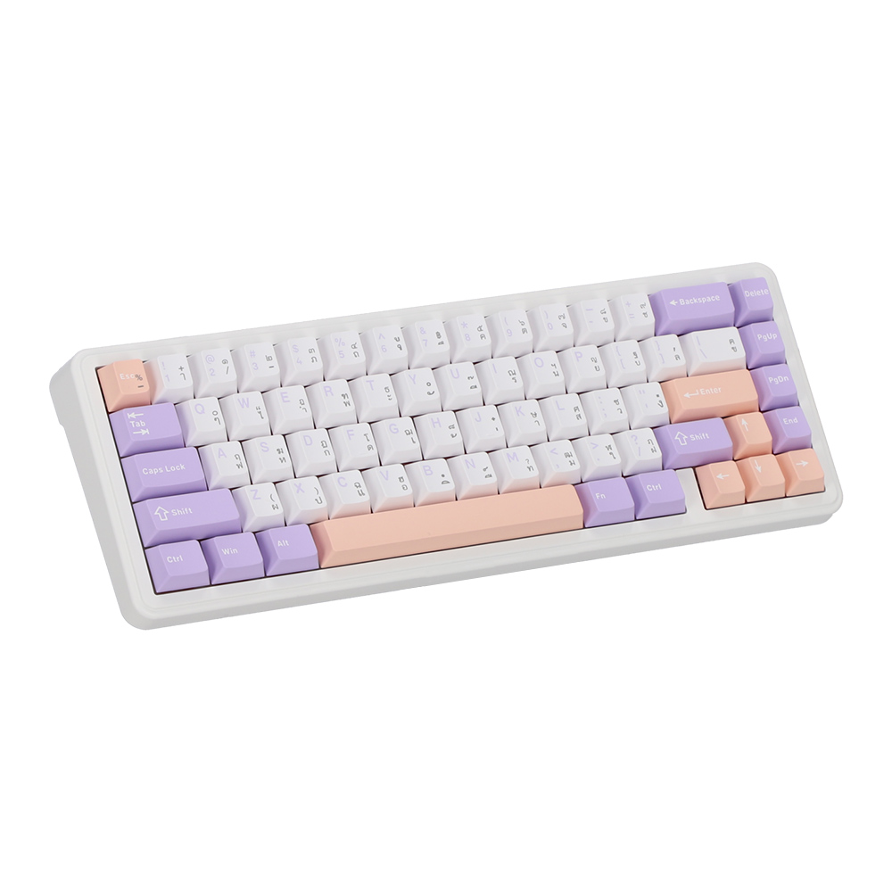 KEYBOARD WIRELESS BLUETOOTH AULA F65 WHITE PURPLE PINK (NIMBUS SWITCH คีย์บอร์ด) thumbnail 3