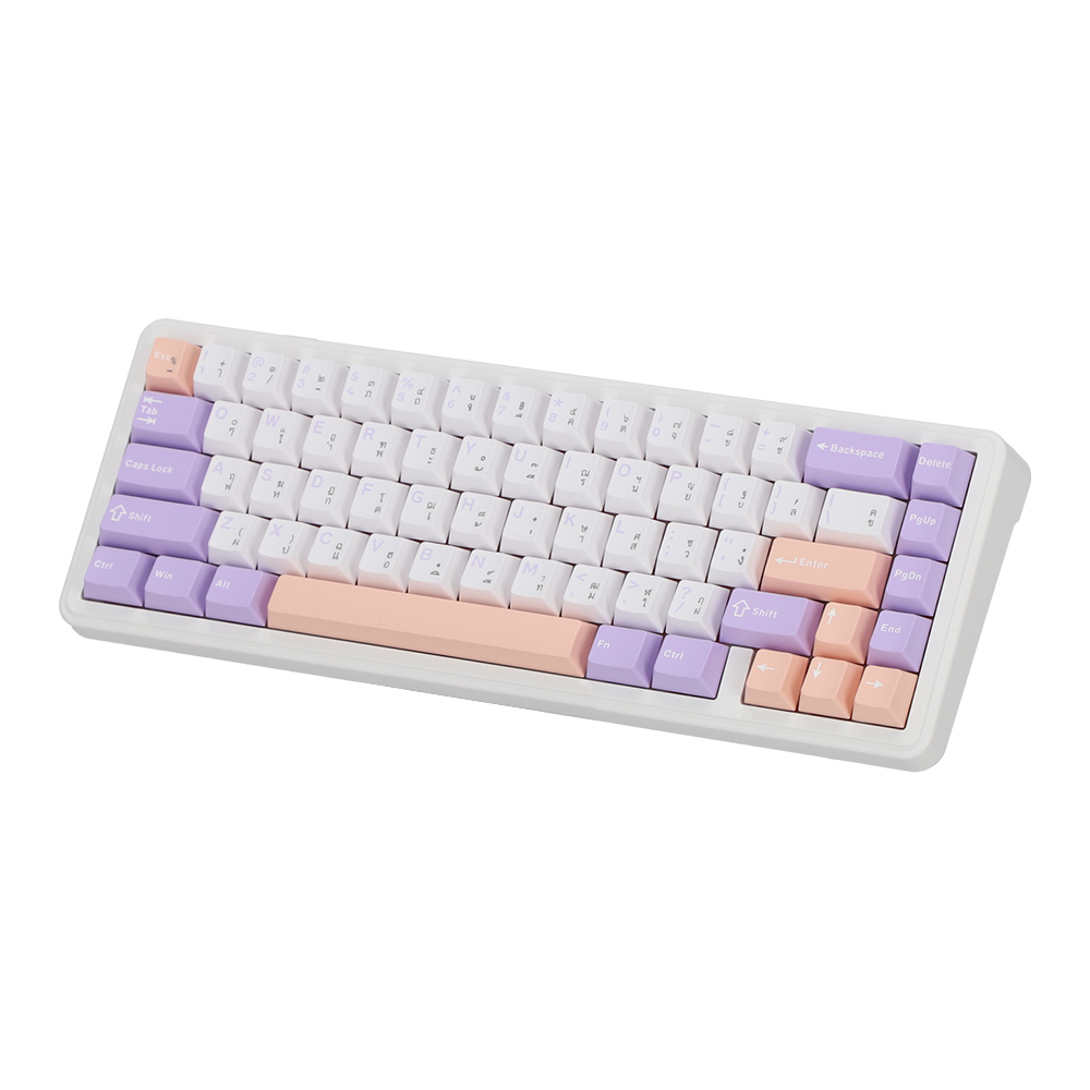 KEYBOARD WIRELESS BLUETOOTH AULA F65 WHITE PURPLE PINK (NIMBUS SWITCH คีย์บอร์ด) thumbnail 4