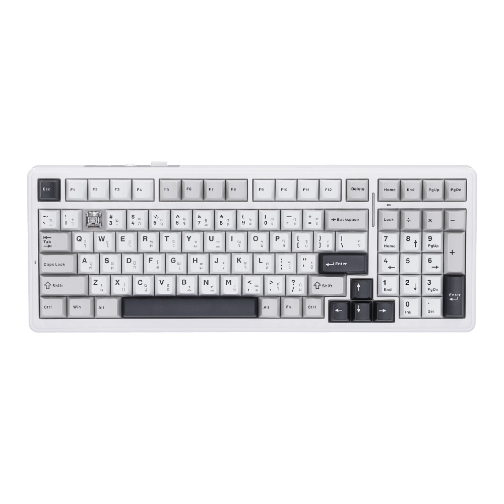 KEYBOARD WIRELESS BLUETOOTH AULA F99 GREY WHITE DARKGREY (GRAYWOOD SWITCH คีย์บอร์ด) thumbnail 2