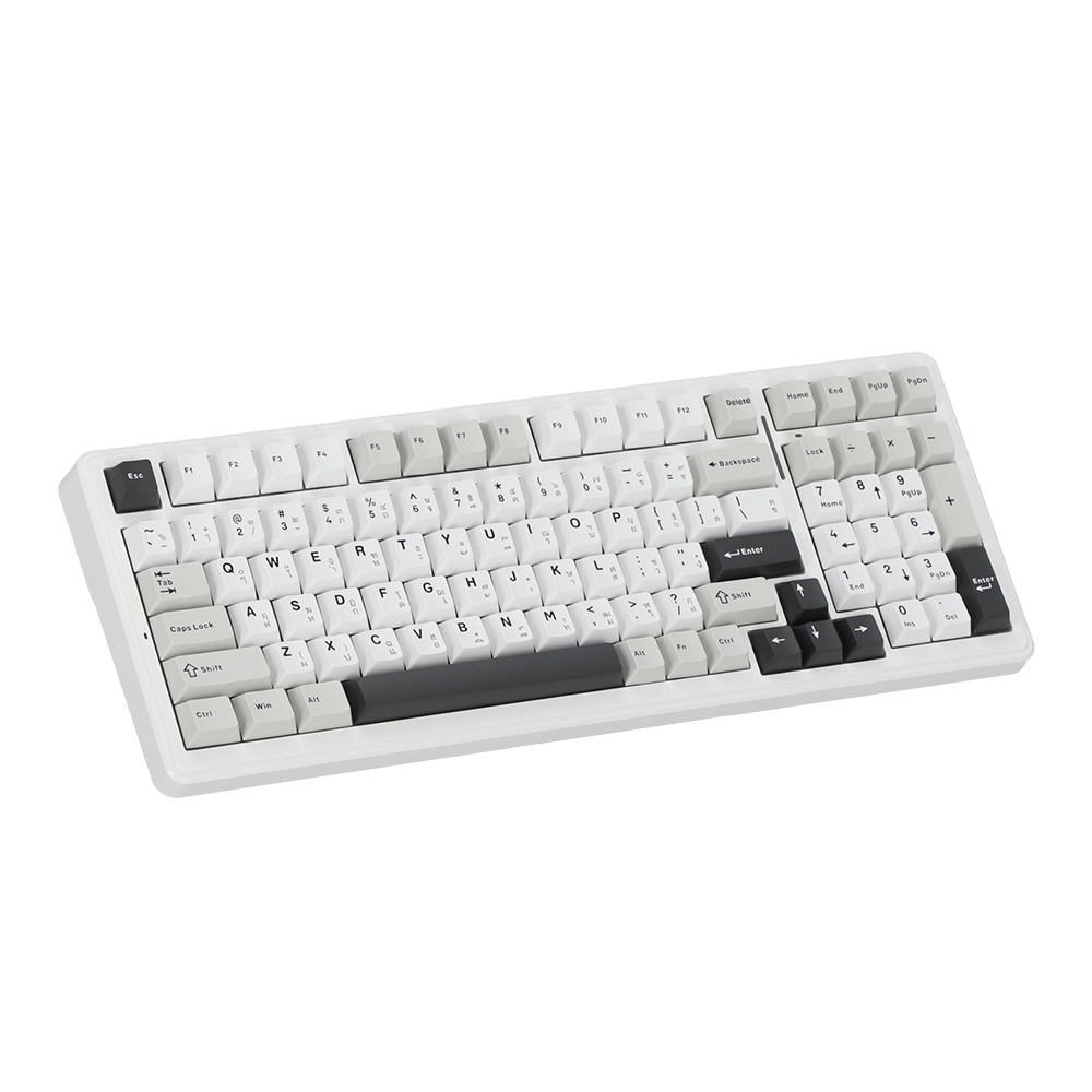 KEYBOARD WIRELESS BLUETOOTH AULA F99 GREY WHITE DARKGREY (GRAYWOOD SWITCH คีย์บอร์ด) thumbnail 3