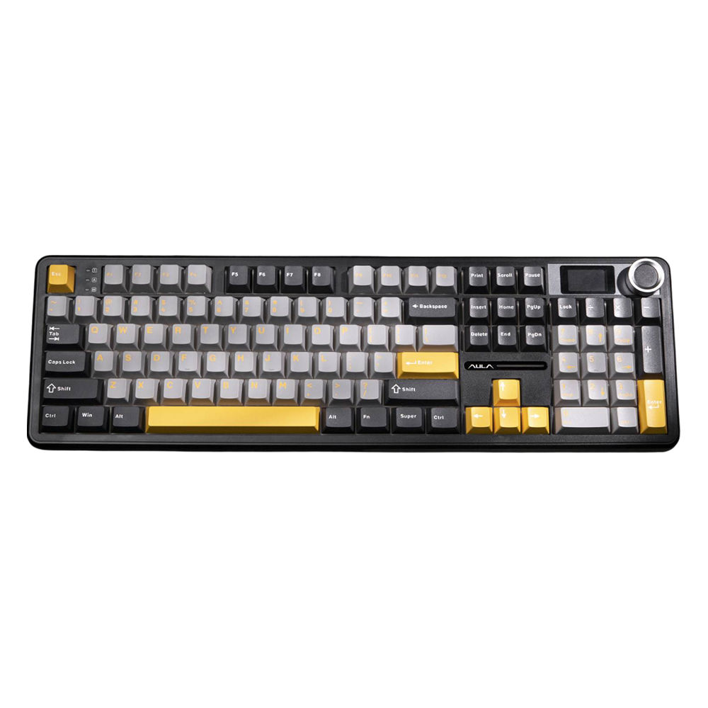 aula KEYBOARD WIRELESS BLUETOOTH AULA F108PRO BLACK GREY YELLOW (REAPER SWITCH คีย์บอร์ด) — product image 1