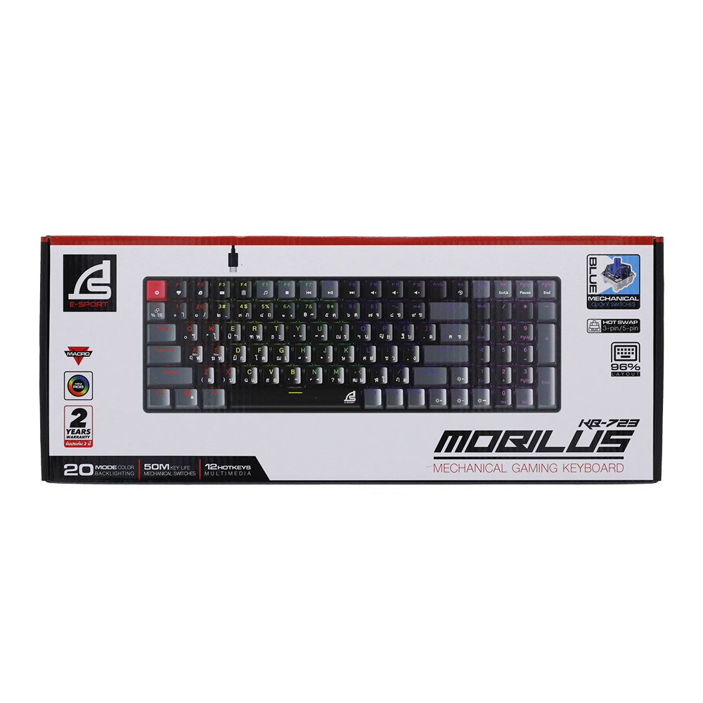 KEYBOARD SIGNO KB723 MOBILUS BLACK GREY (BLUE SWITCH คีย์บอร์ด) thumbnail 3