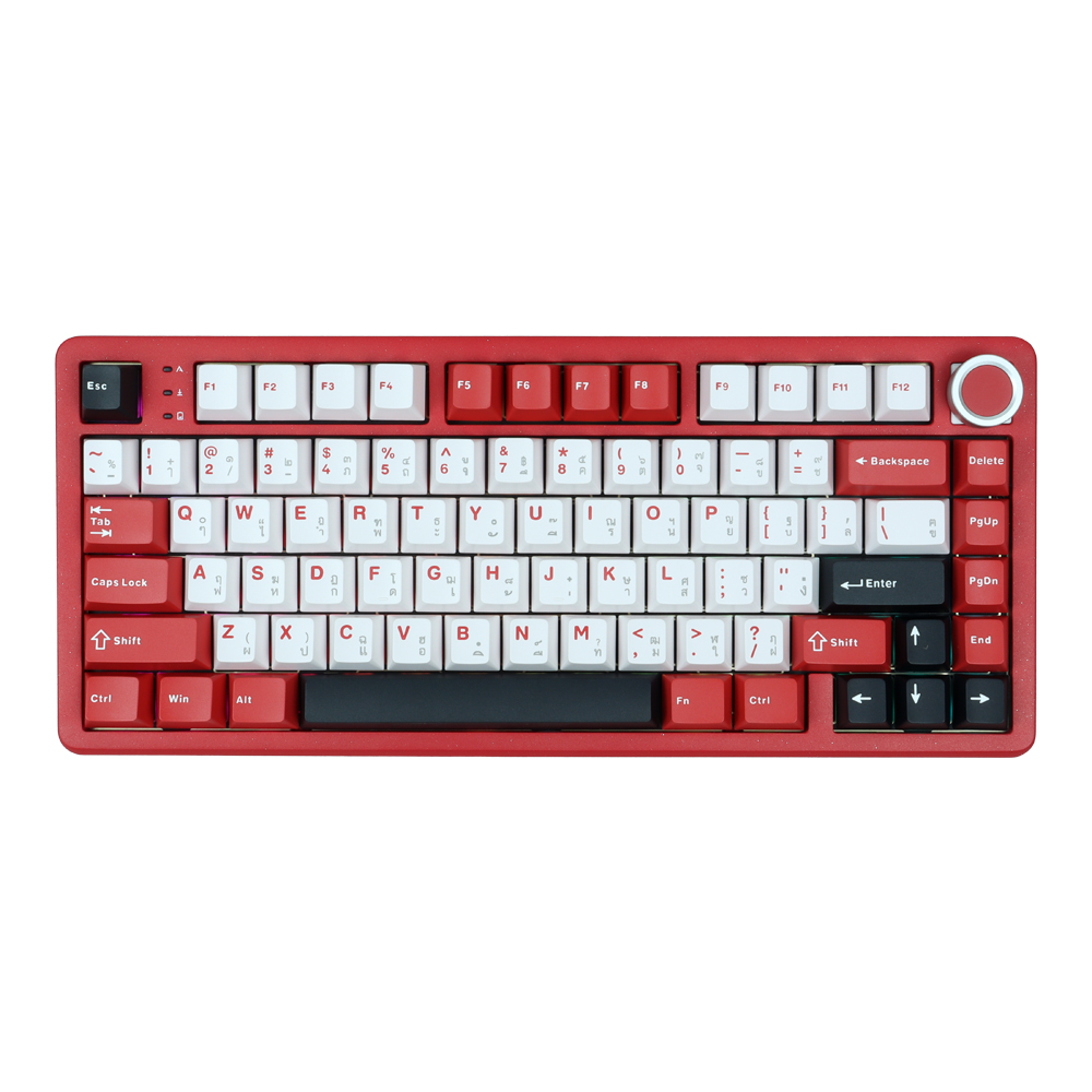 aula KEYBOARD WIRELESS BLUETOOTH AULA FIRE75 PINK BLACK RED (TTC PURPLE SWITCH คีย์บอร์ด) — product image 1