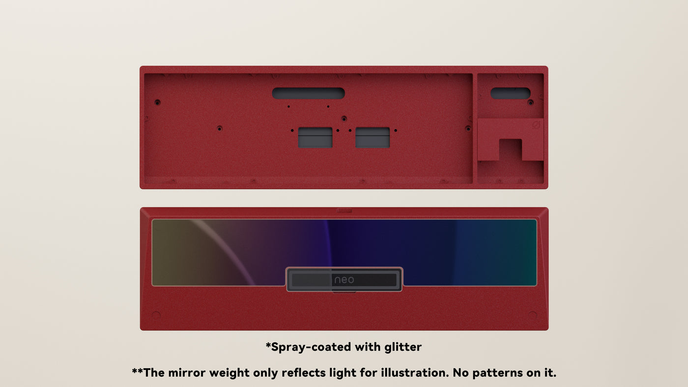 qwertykeys KEYBOARD WIRELESS QWERTYKEYS NEO70 (SPRAYCOATED RED CASE/MIRROR CHROMA SS WEIGHT/PVD BLACK) — product image 1