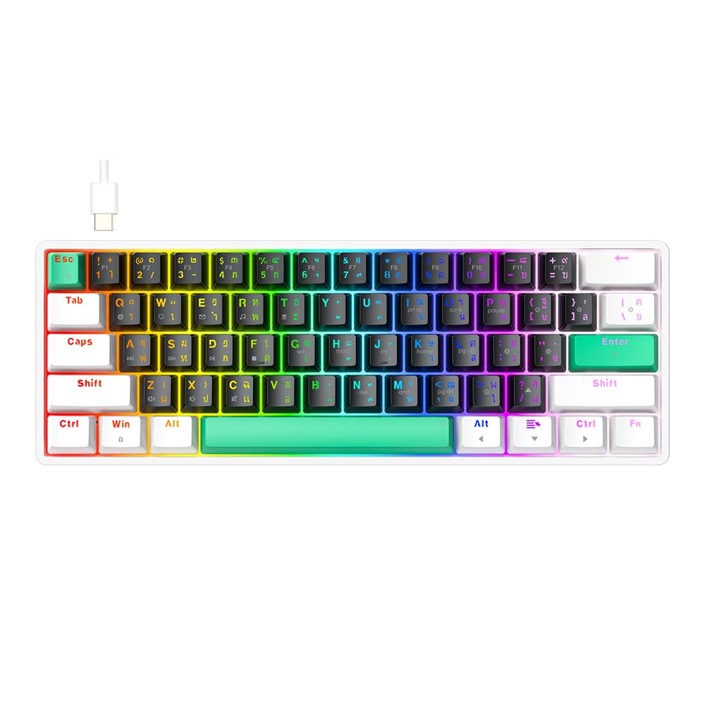 fantech KEYBOARD FANTECH MK613 ATOM X61 BLACK WHITE (BLUE SWITCH คีย์บอร์ด) — product image 1