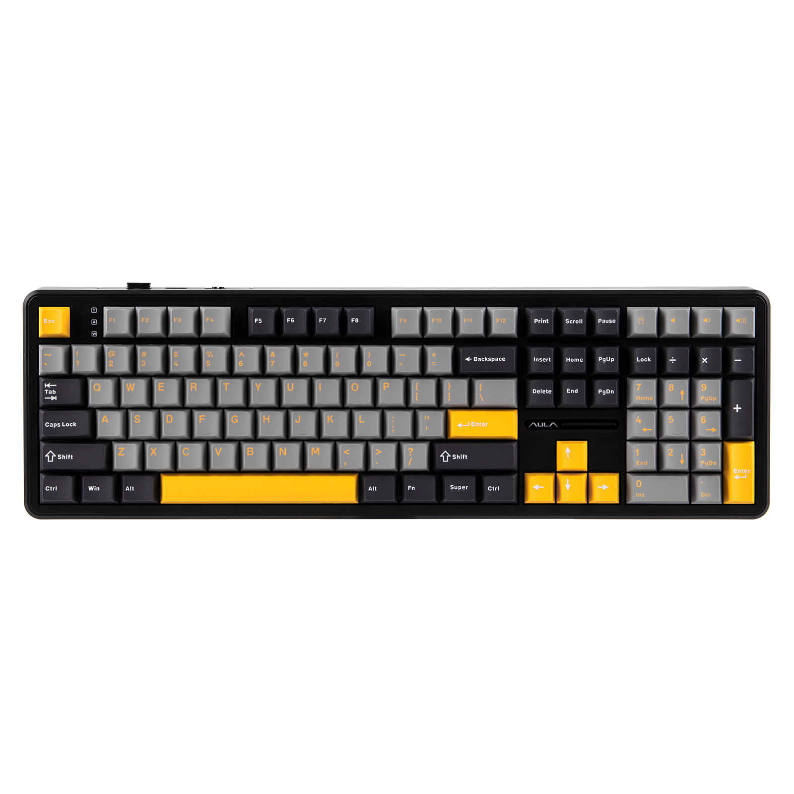 aula KEYBOARD WIRELESS BLUETOOTH AULA F108 DRAK GREY/LIGHTGREY/YELLOW (PINK SWITCH คีย์บอร์ด) — product image 1