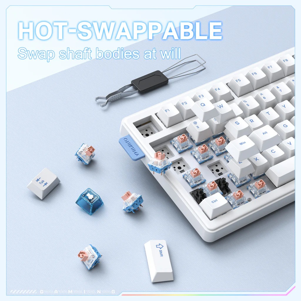 KEYBOARD WIRELESS BLUETOOTH ONIKUMA MT706 HANE WHITE (LINEAR SWITCH คีย์บอร์ด) thumbnail 4