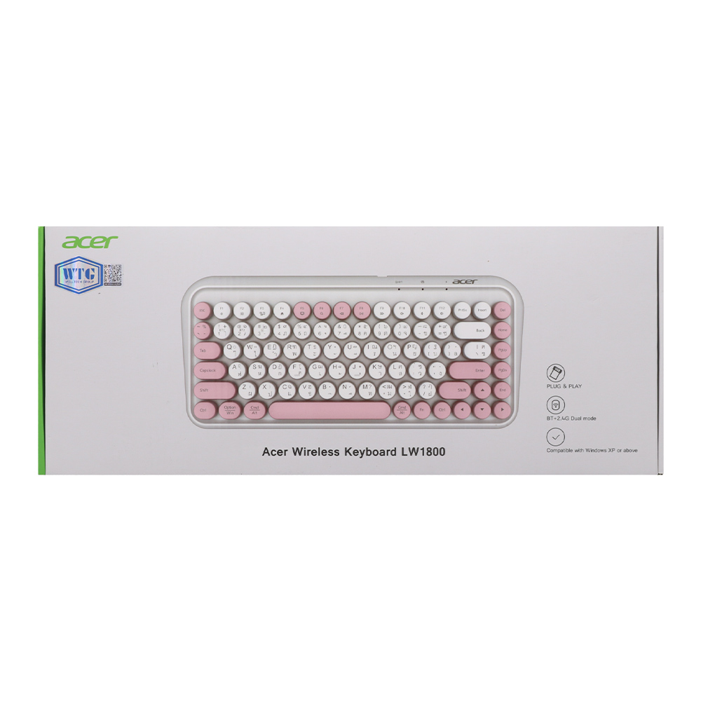 KEYBOARD WIRELESS ACER LW1800 PINK WHITE (BLUETOOTH) thumbnail 5
