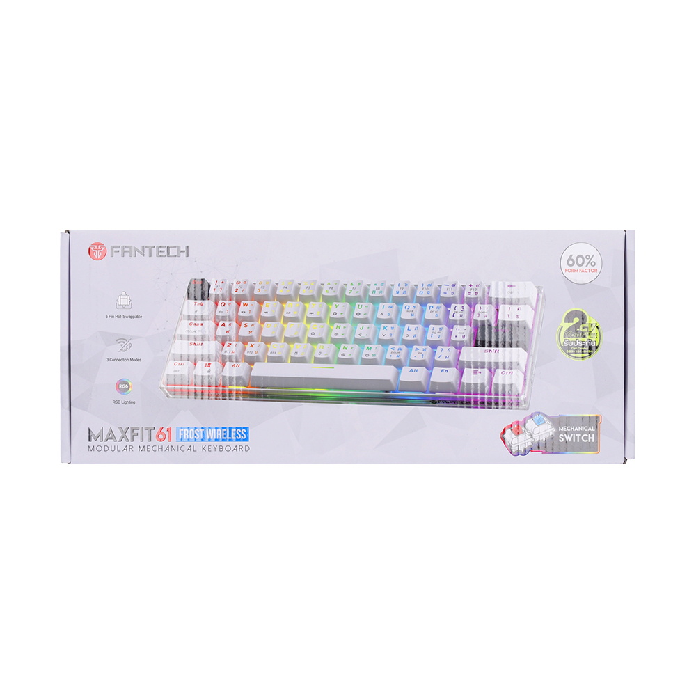 KEYBOARD WIRELESS BLUETOOTH FANTECH MK860 MAXFIT61 WHITE (RED SWITCH คีย์บอร์ด) thumbnail 5