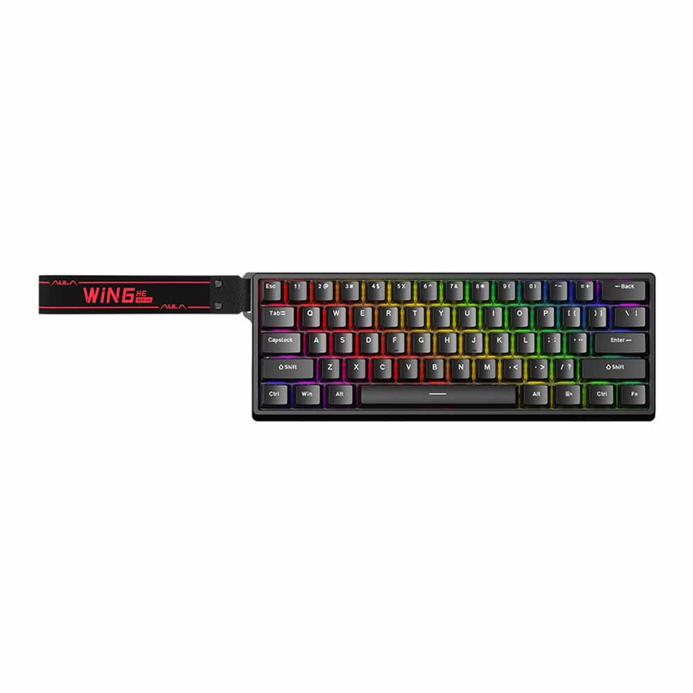 aula KEYBOARD AULA WIN60 BLACK GRAYWOOD (MAGNETIC SWITCH คีย์บอร์ด) — product image 1