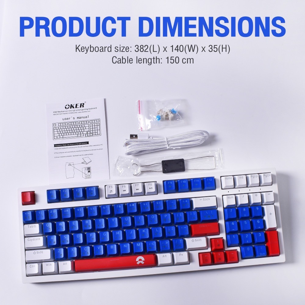 oker KEYBOARD OKER K98 BLUE (BLUE SWITCH คีย์บอร์ด) — product image 1