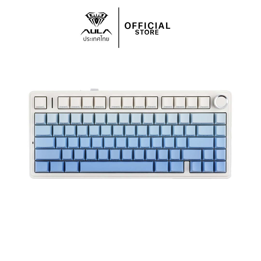 aula KEYBOARD WIRELESS BLUETOOTH AULA F75 PRO WHITE GRADIENT BLUE (SKY BLUE SWITCH คีย์บอร์ด) — product image 1