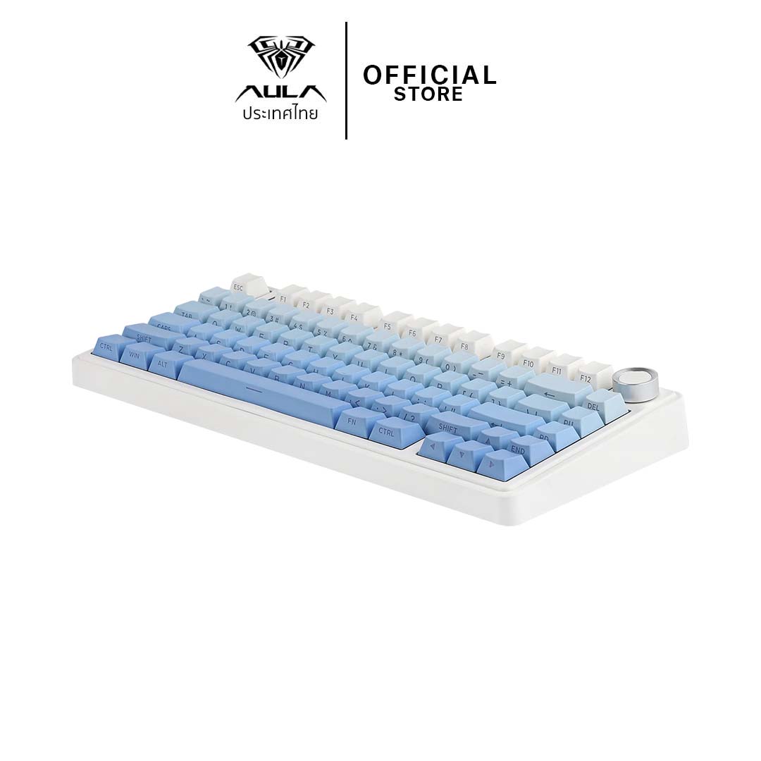 KEYBOARD WIRELESS BLUETOOTH AULA F75 PRO WHITE GRADIENT BLUE (SKY BLUE SWITCH คีย์บอร์ด) thumbnail 2