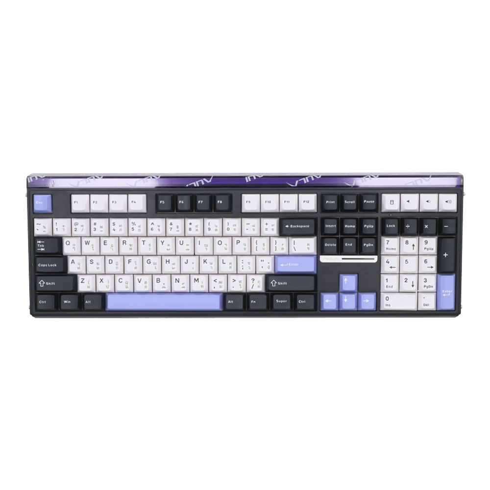aula KEYBOARD WIRELESS BLUETOOTH AULA H108 BLACK WHITE PURPLE (LIGHT SILENT SWITCH คีย์บอร์ด) — product image 1