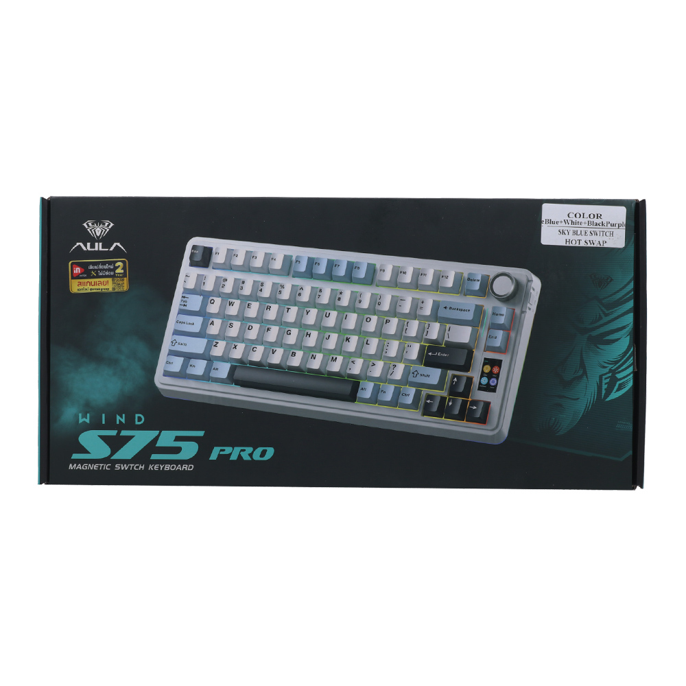 aula KEYBOARD WIRELESS BLUETOOTH AULA S75 PRO BLUE/WHITE/BLACK PURPLE (SKY BLUE SWITCH คีย์บอร์ด) — product image 1