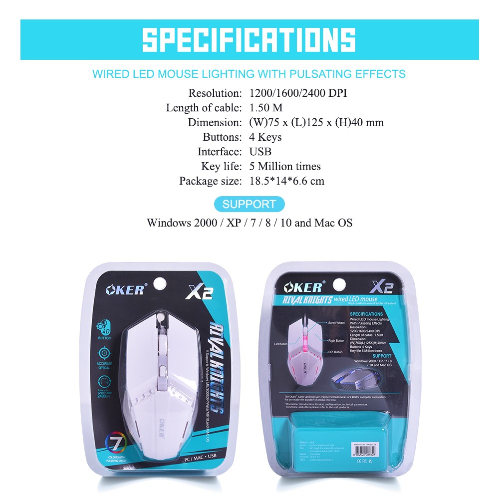 MOUSE OKER X2 WHITE thumbnail 2