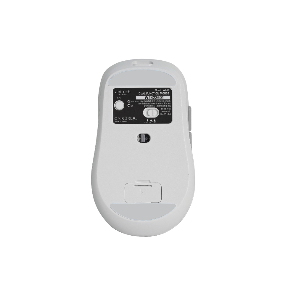 anitech MOUSE WIRELESS ANITECH W242 WHITE (BLUETOOTH / SILENT) — product image 1