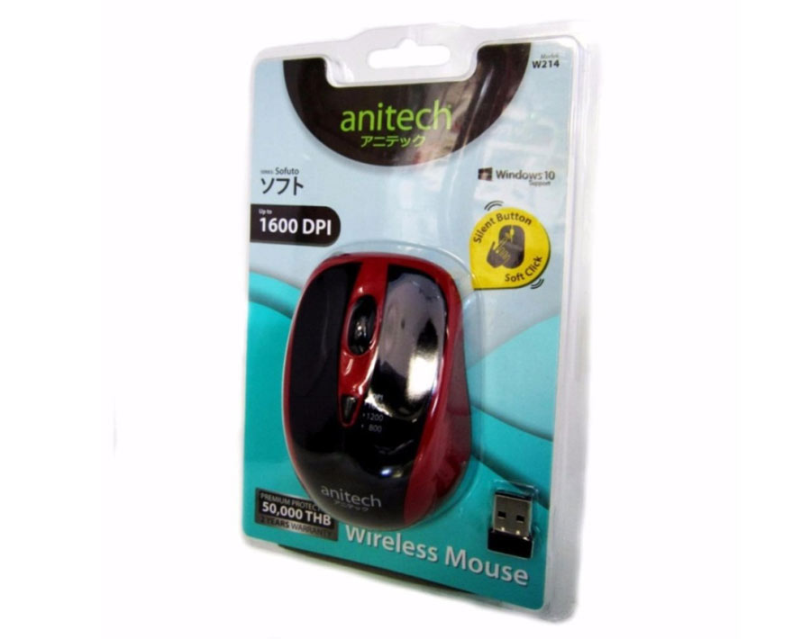MOUSE WIRELESS ANITECH W214 RED thumbnail 3