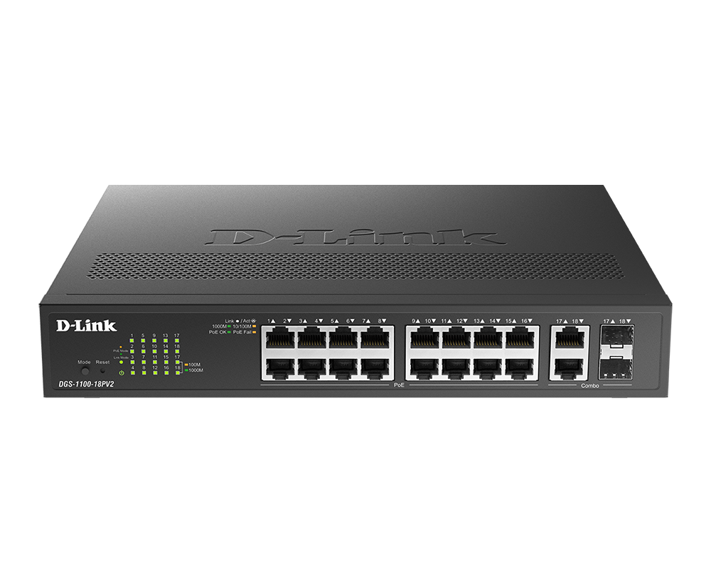 d-link Gigabit Switching Hub 16 Port D-LINK DGS-1100-18P V2 (11",16 PoE) — product image 1