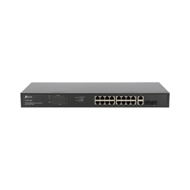 tp-link Gigabit Switching Hub 16 Port TP-LINK TL-SG1218MP (17",16 PoE,+2 Gigabit copper/SFP combo) — product image 1