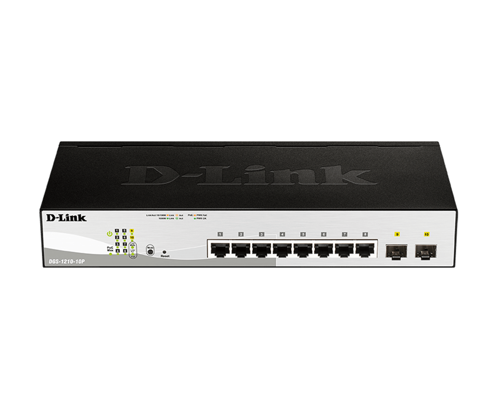 d-link Gigabit Switching Hub 8 Port D-LINK DGS-1210-10P (11'',8 POE,+2 SFP) — product image 1