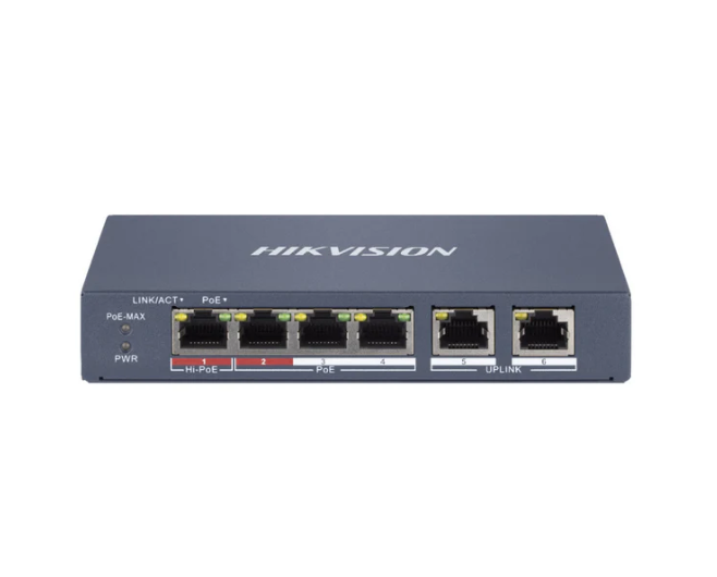 hikvision Switching Hub 4 Port HIKVISION DS-3E1106HP-EI (6",4 PoE) — product image 1