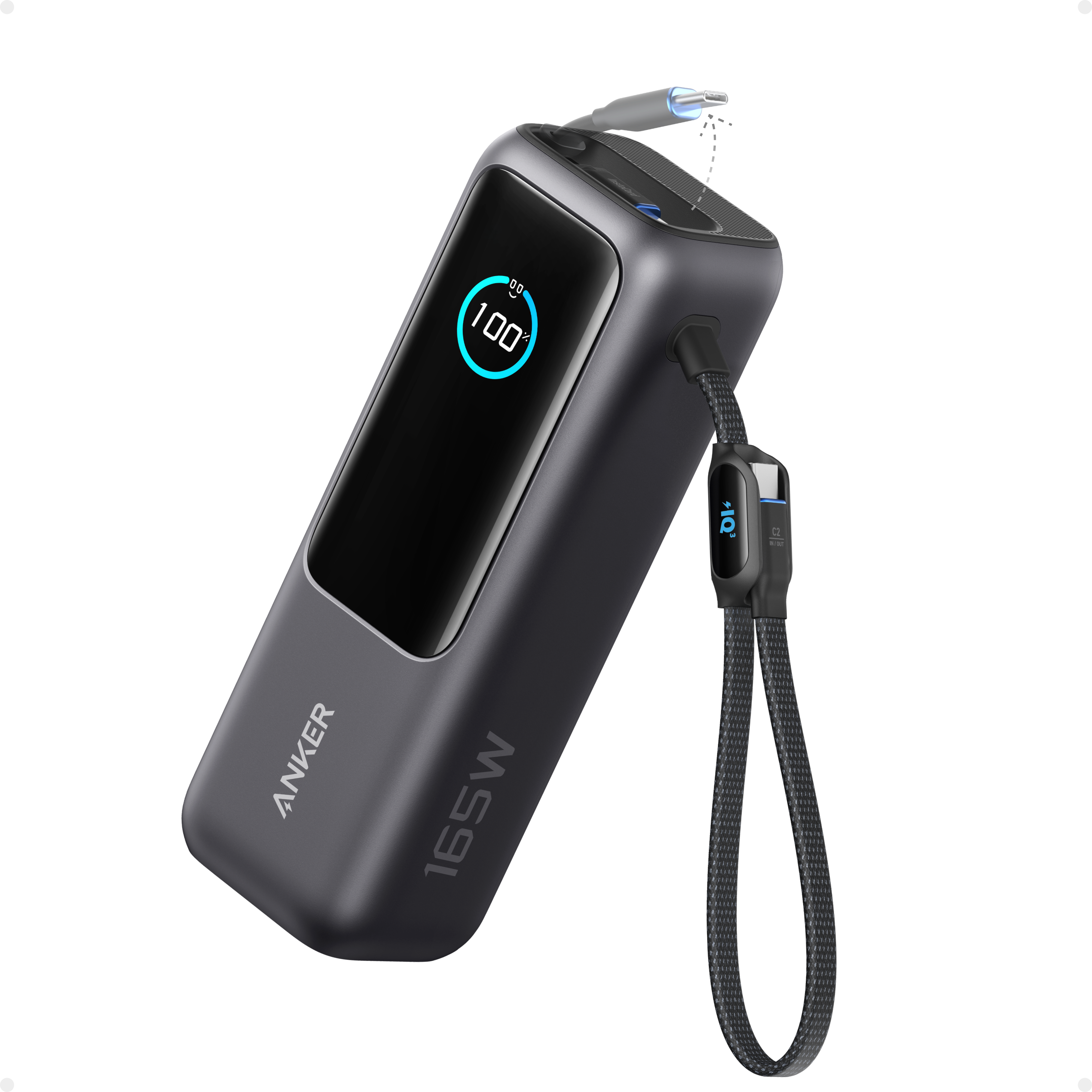 anker POWER BANK 25000 mAh ANKER Retractable Built-In Type-C (A1695H41,165W) Silver — product image 1
