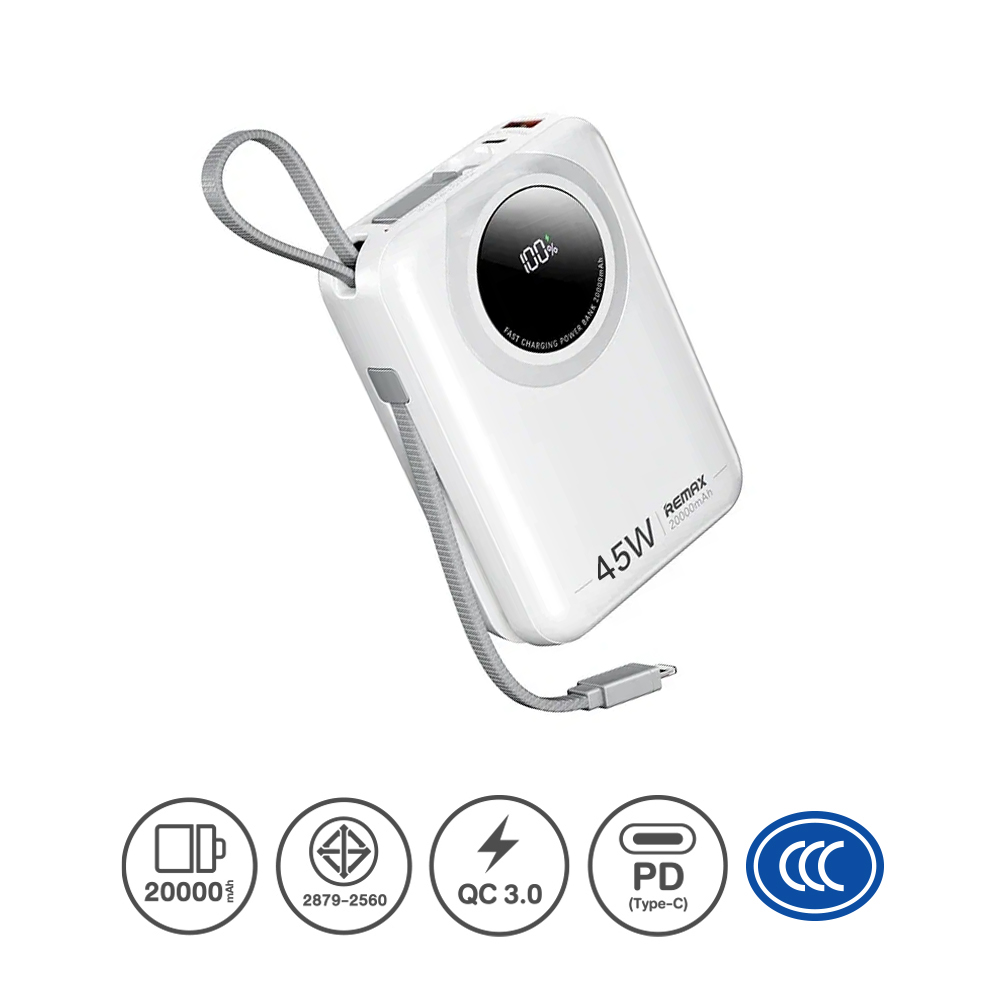 POWER BANK 20000 mAh REMAX (FC-02,45W) White thumbnail 2