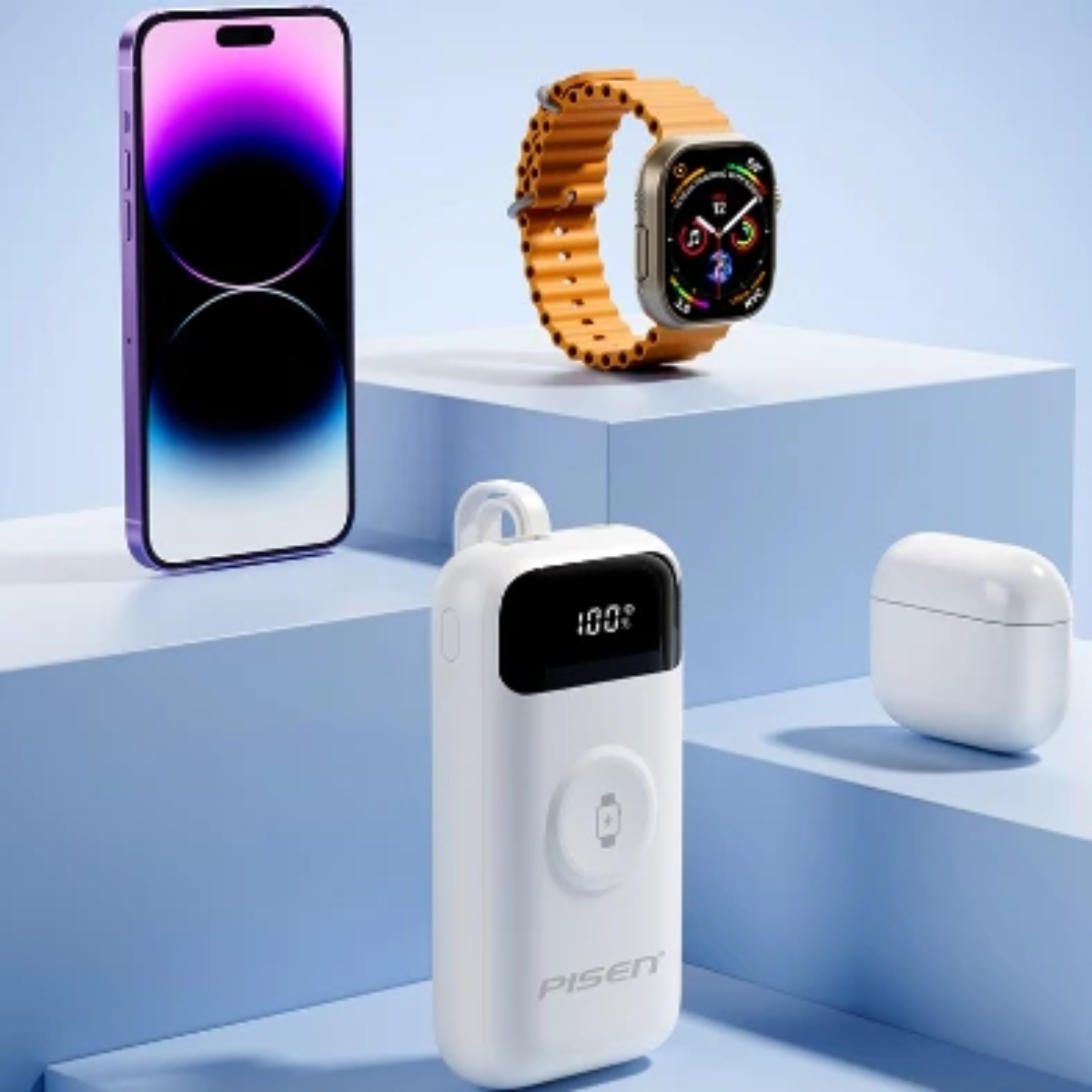POWER BANK 10000 mAh PISEN (22.5W,TP-D104) White + Magnetic Wireless Charger with iWatch รองรับมาตรฐาน CCC thumbnail 2