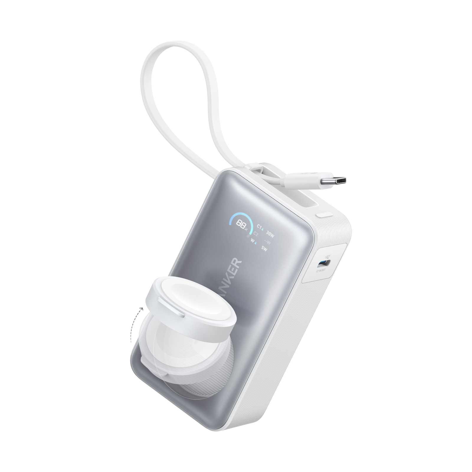 anker POWER BANK 10000 mAh ANKER Nano (30W,A1657H21,Magnetic USB-C Cable) White รองรับมาตรฐาน CCC — product image 1
