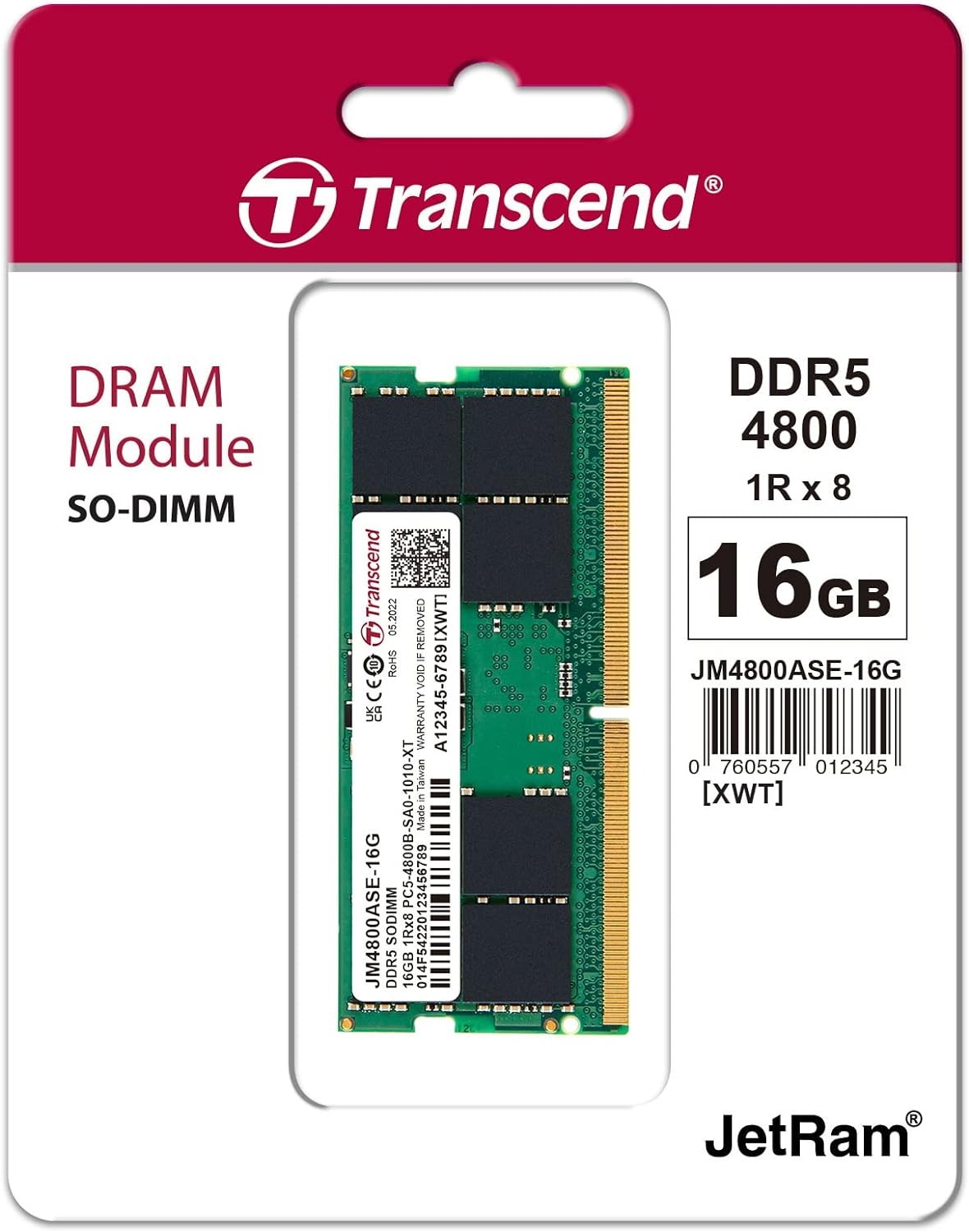 RAM DDR5(4800, NB) 16GB TRANSCEND (TCN-JM4800ASE-16G) thumbnail 2
